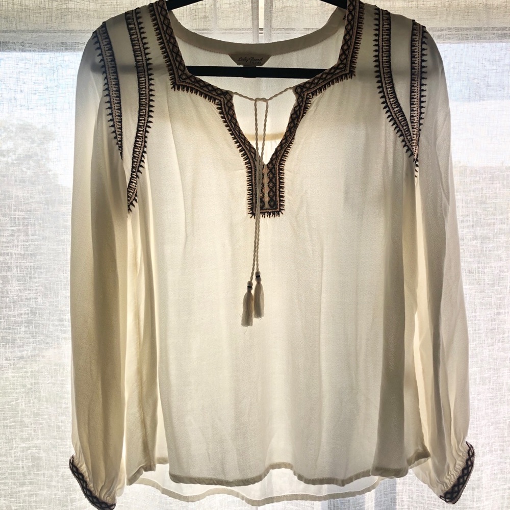 Lucky Brand Embroidered Peasant Blouse